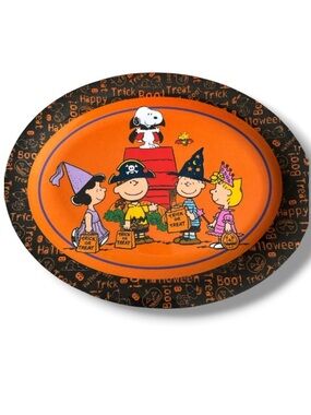 Peanuts Charlie Brown Snoopy Halloween Serving Tray Trick or Treat Home Plate